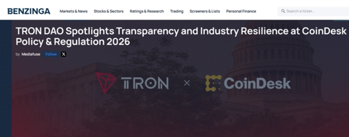 波场TRON亮相CoinDesk Policy & Regulation 2026 聚焦区块链透明度与行业韧性